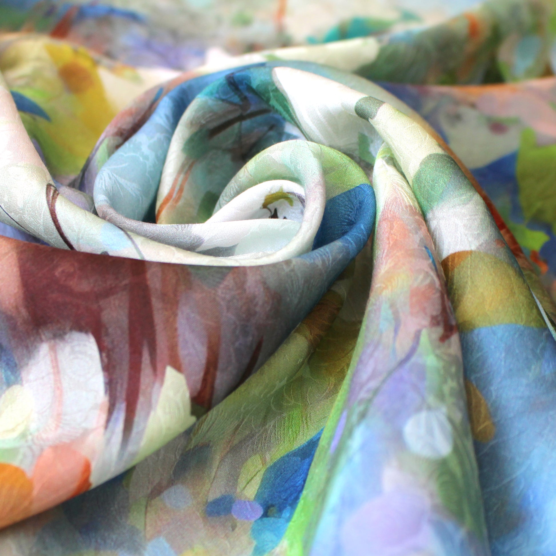 'plein air' silk/cotton blouseweight overprinted jacquard, Oeko-Tex cert.