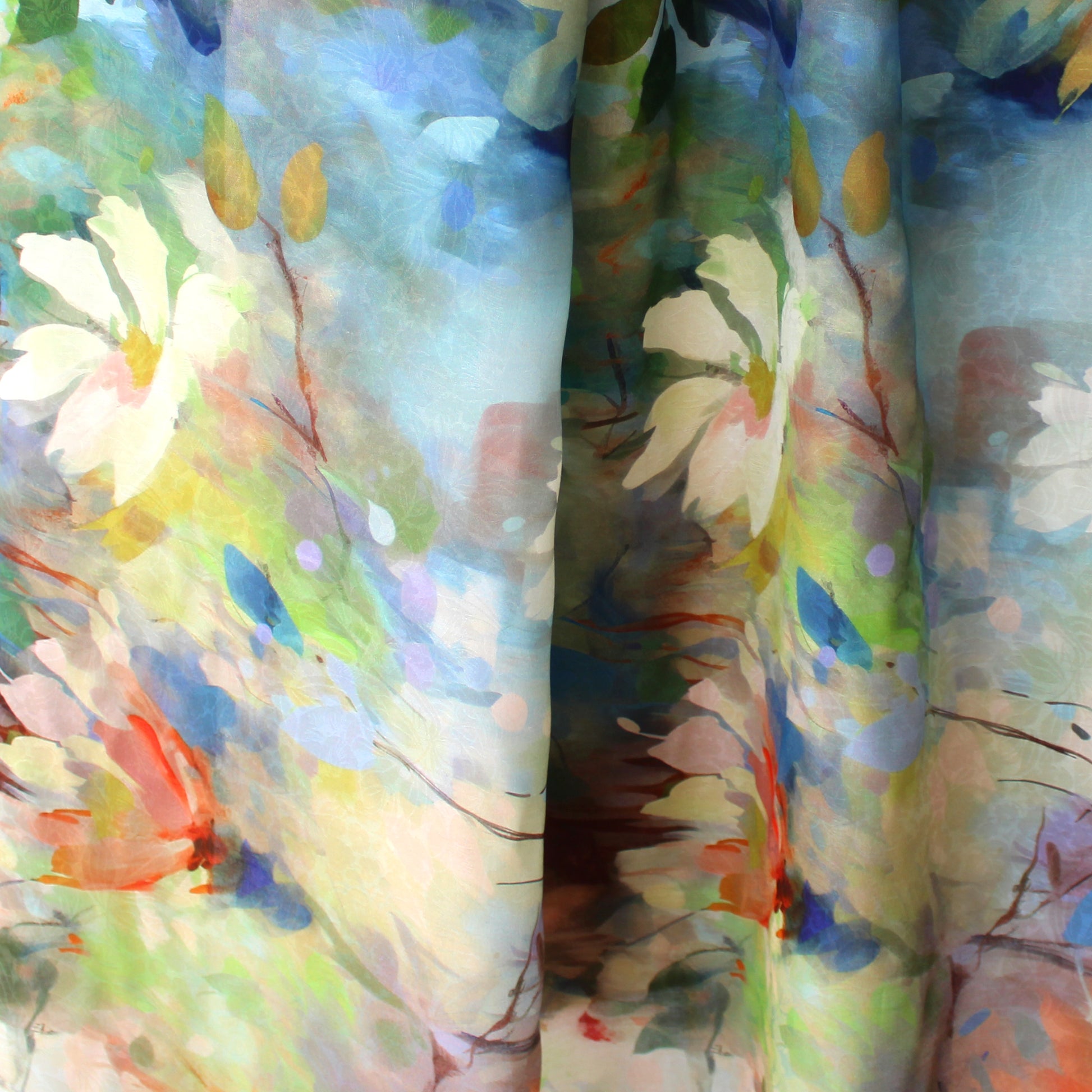 'plein air' silk/cotton blouseweight overprinted jacquard, Oeko-Tex cert.