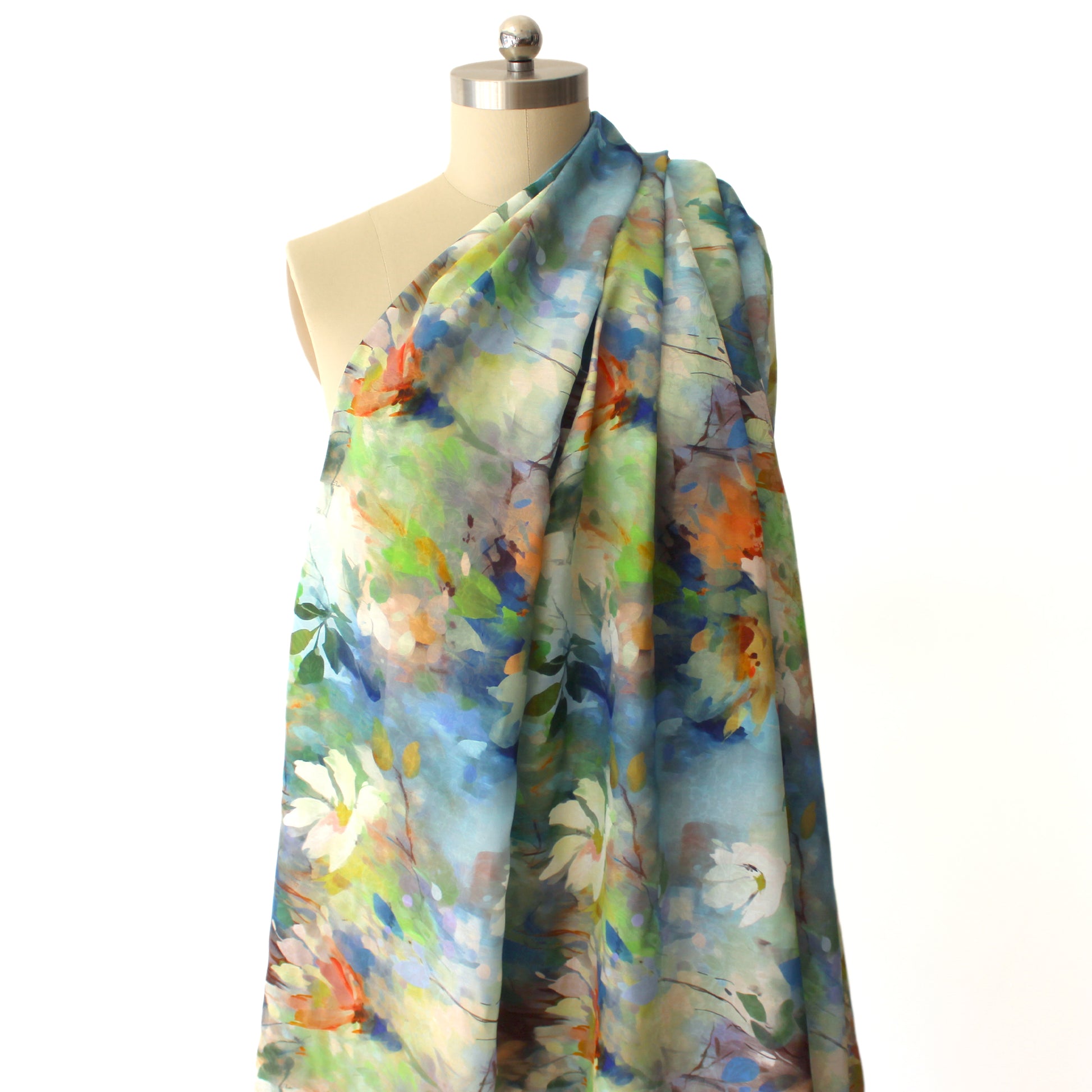 'plein air' silk/cotton blouseweight overprinted jacquard, Oeko-Tex cert.
