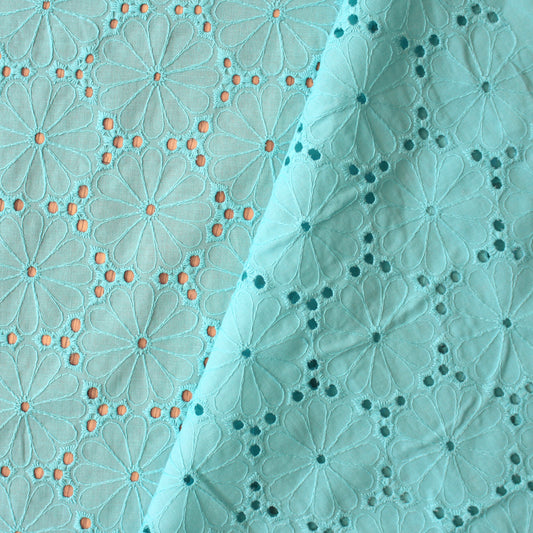 'daisy chain' embroidered cotton eyelet, Oeko-Tex cert.