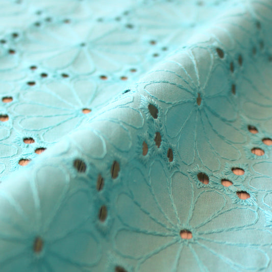 'daisy chain' embroidered cotton eyelet, Oeko-Tex cert.