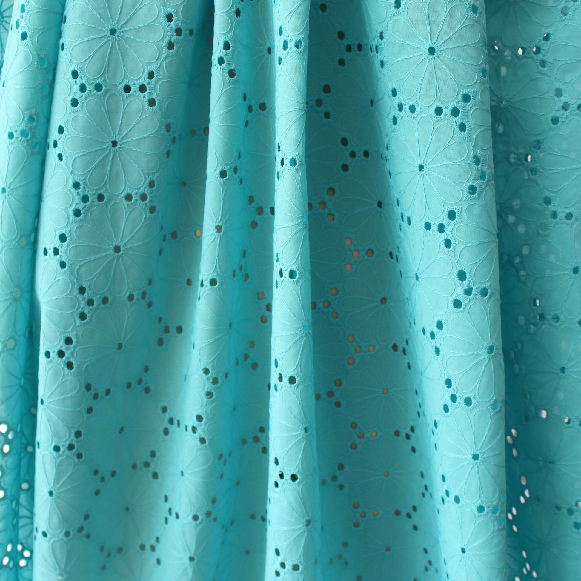 'daisy chain' embroidered cotton eyelet, Oeko-Tex cert.