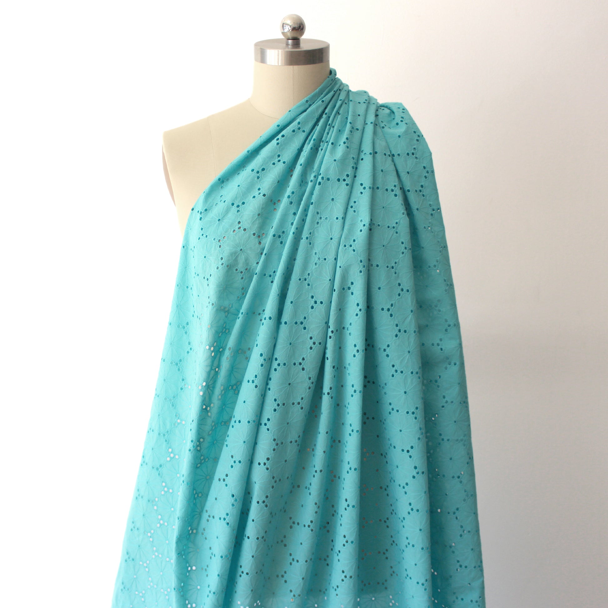 'daisy chain' embroidered cotton eyelet, Oeko-Tex cert.