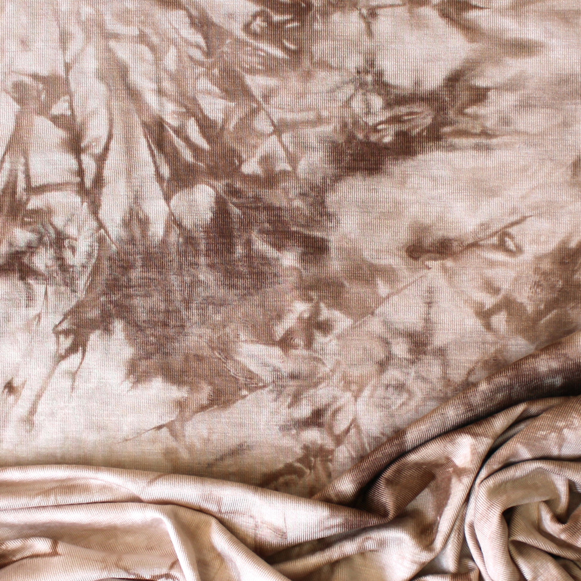 sepia tie dye bamboo/Spandex jersey, Oeko-Tex cert.
