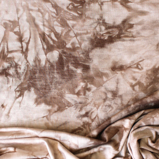 sepia tie dye bamboo/Spandex jersey, Oeko-Tex cert.