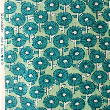 Japanese 'fan fare' homespun cotton - green