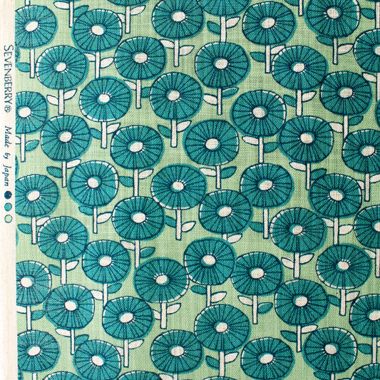 Japanese 'fan fare' homespun cotton - green