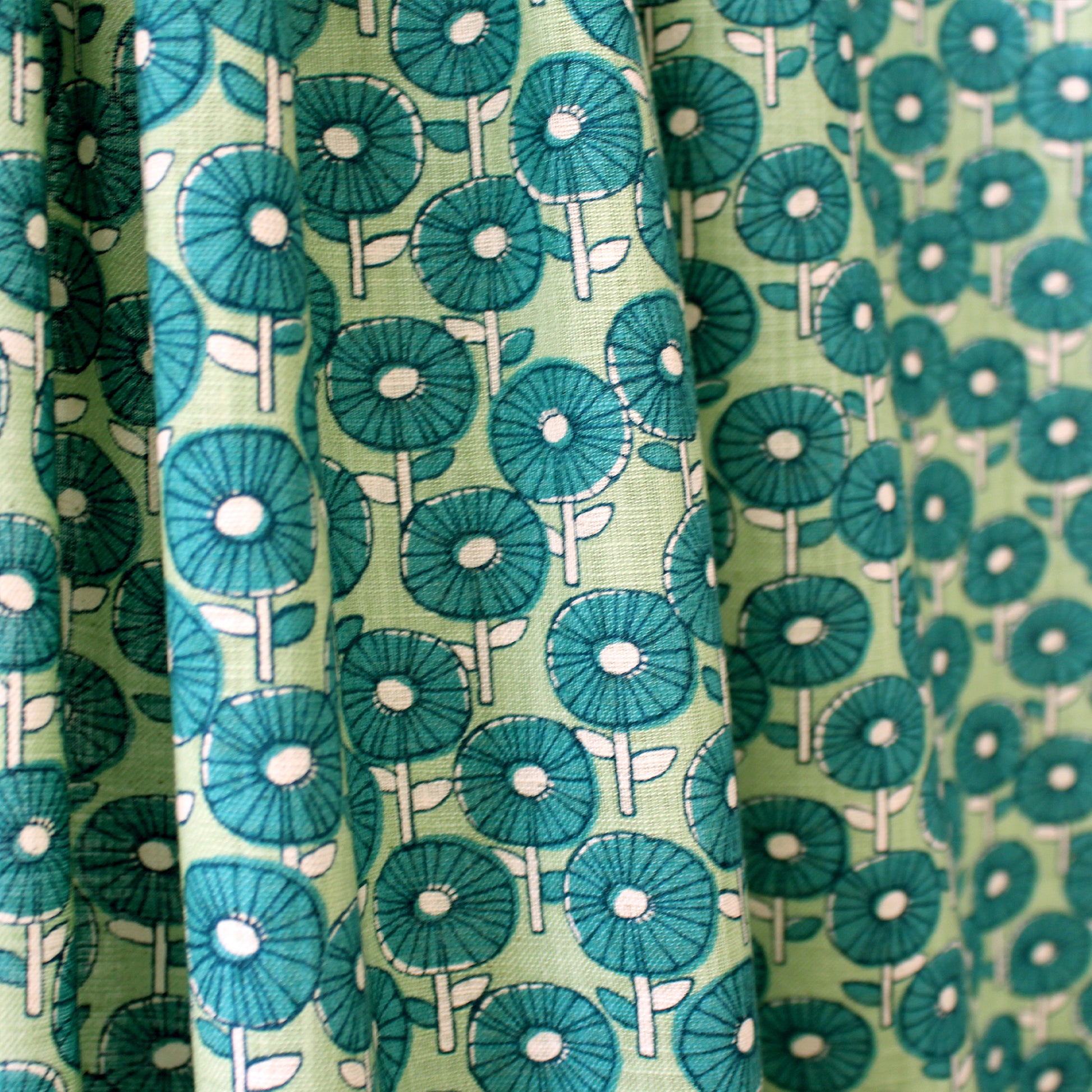 Japanese 'fan fare' homespun cotton - green