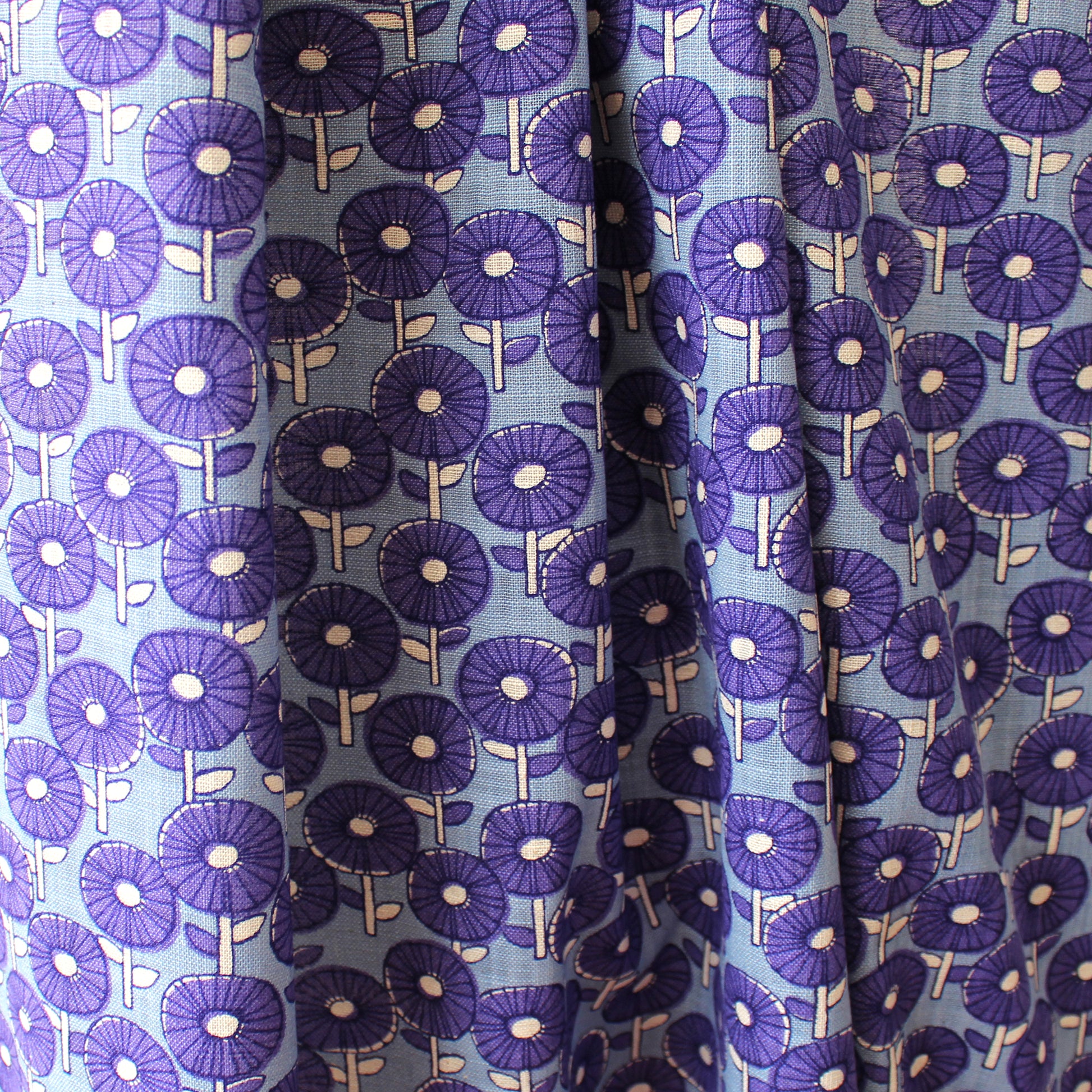 Japanese 'fan fare' homespun cotton - blue