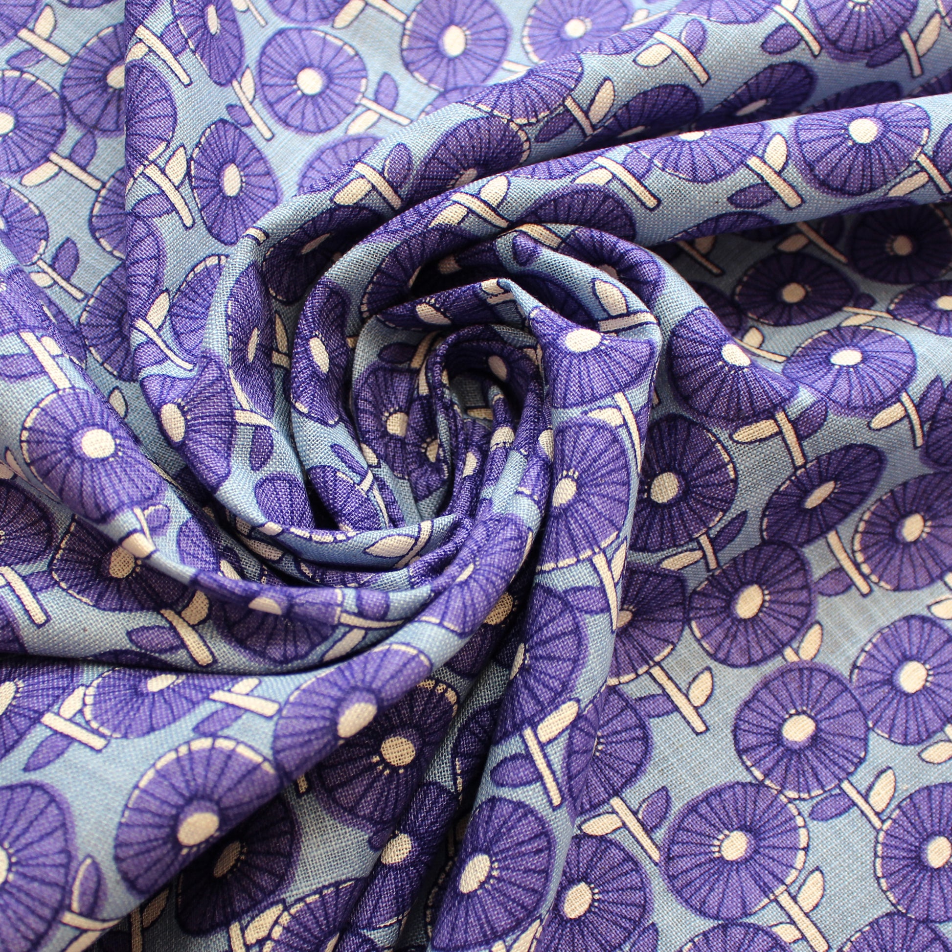 Japanese 'fan fare' homespun cotton - blue