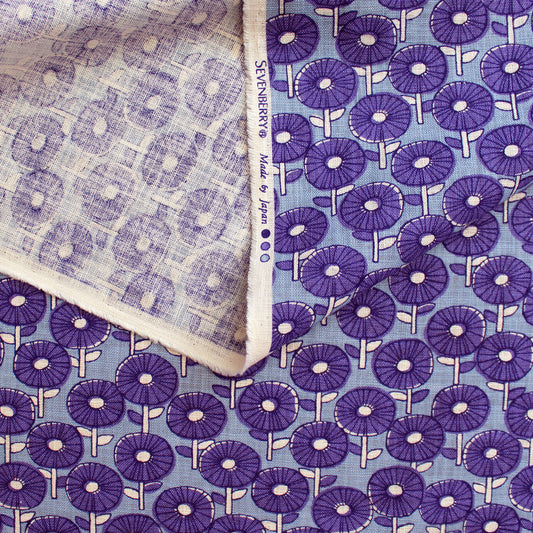 Japanese 'fan fare' homespun cotton - blue