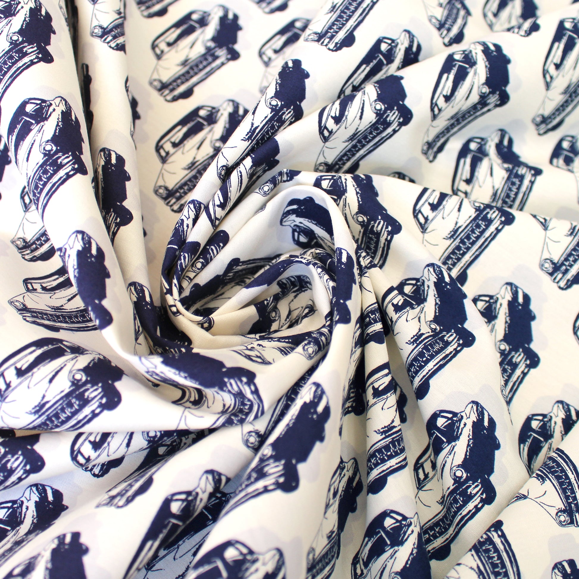 Japanese Sevenberry 'retro car' cotton shirting