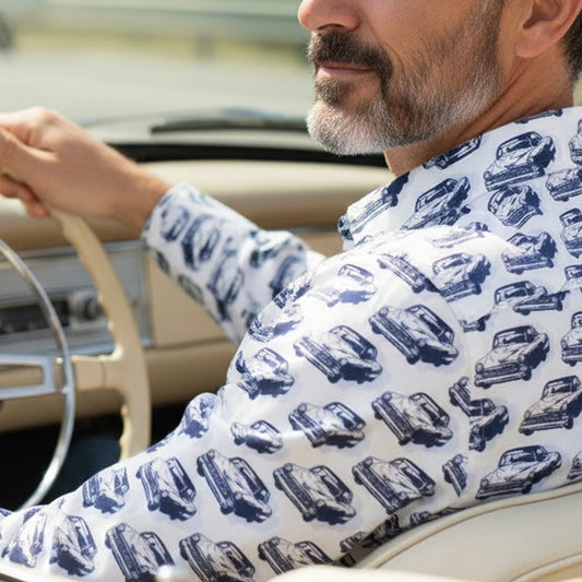 Japanese Sevenberry 'retro car' cotton shirting