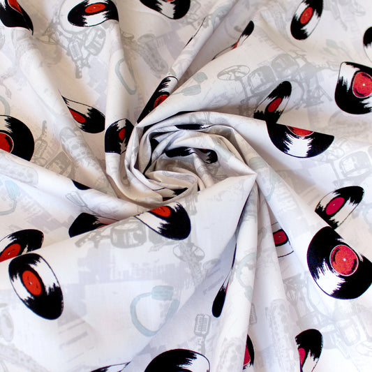 Japanese Sevenberry 'retro record' cotton shirting - white