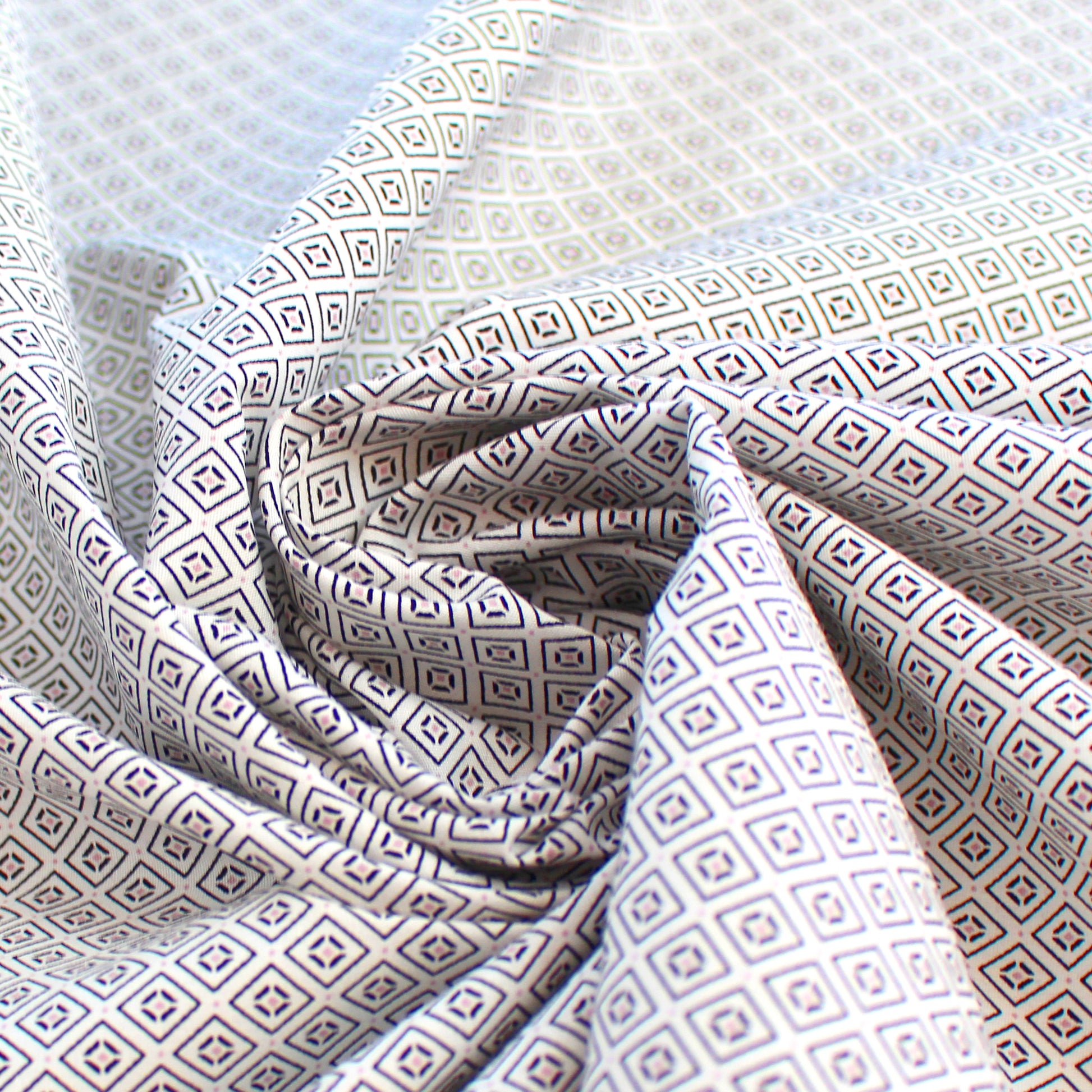 Japanese Sevenberry 'geo diamond' cotton shirting - charcoal/lilac