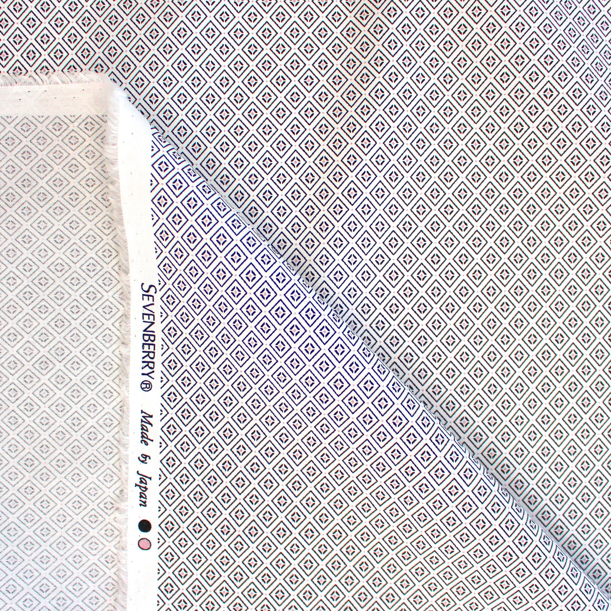 Japanese Sevenberry 'geo diamond' cotton shirting - charcoal/lilac