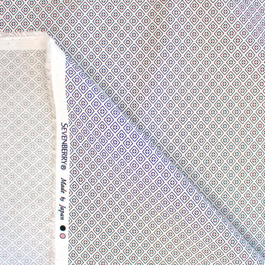 Japanese Sevenberry 'geo diamond' cotton shirting - charcoal/lilac