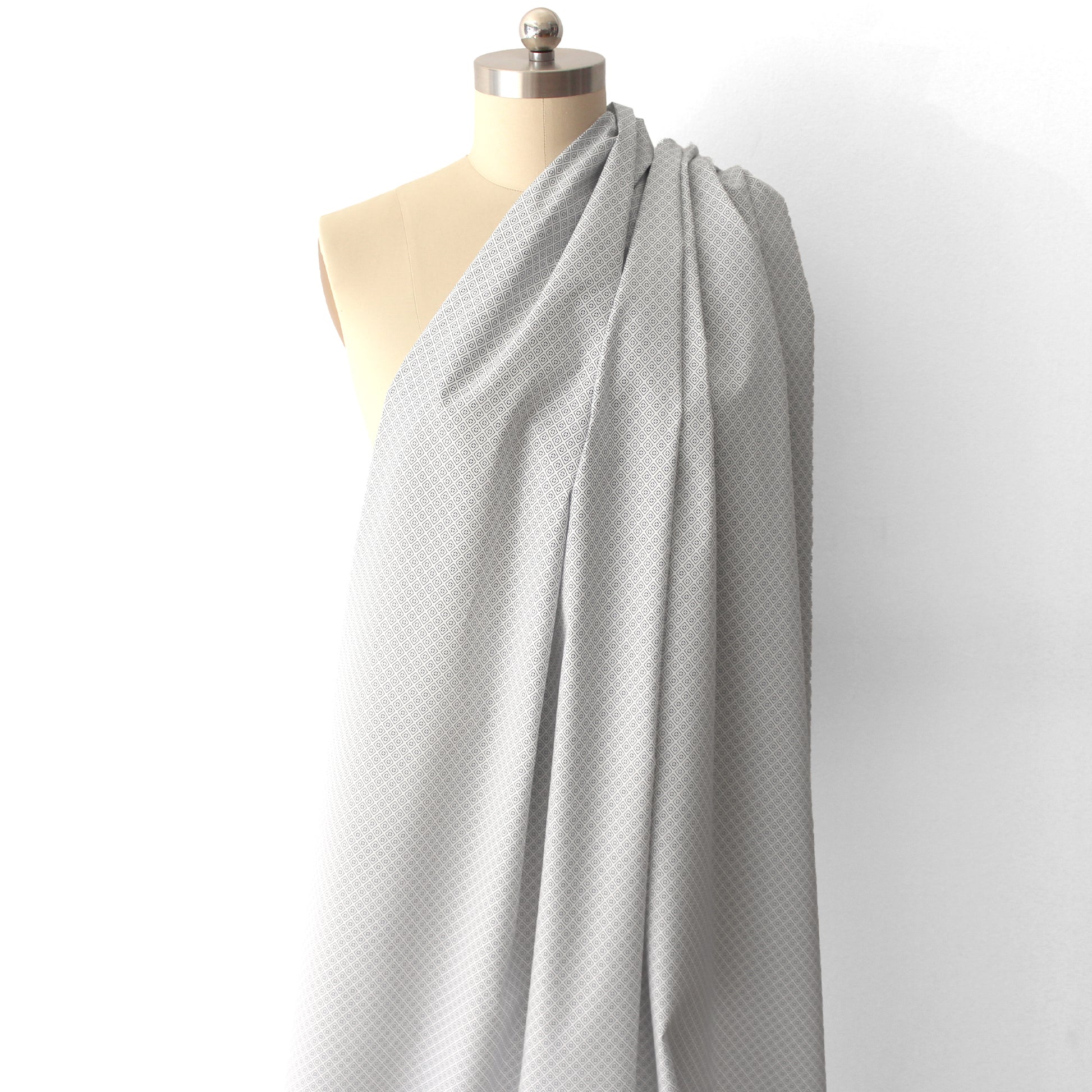 Japanese Sevenberry 'geo diamond' cotton shirting - charcoal/lilac