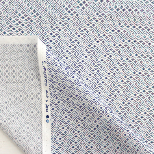 Japanese Sevenberry 'geo diamond' cotton shirting - blue