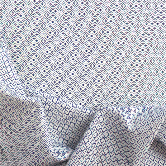 Japanese Sevenberry 'geo diamond' cotton shirting - blue