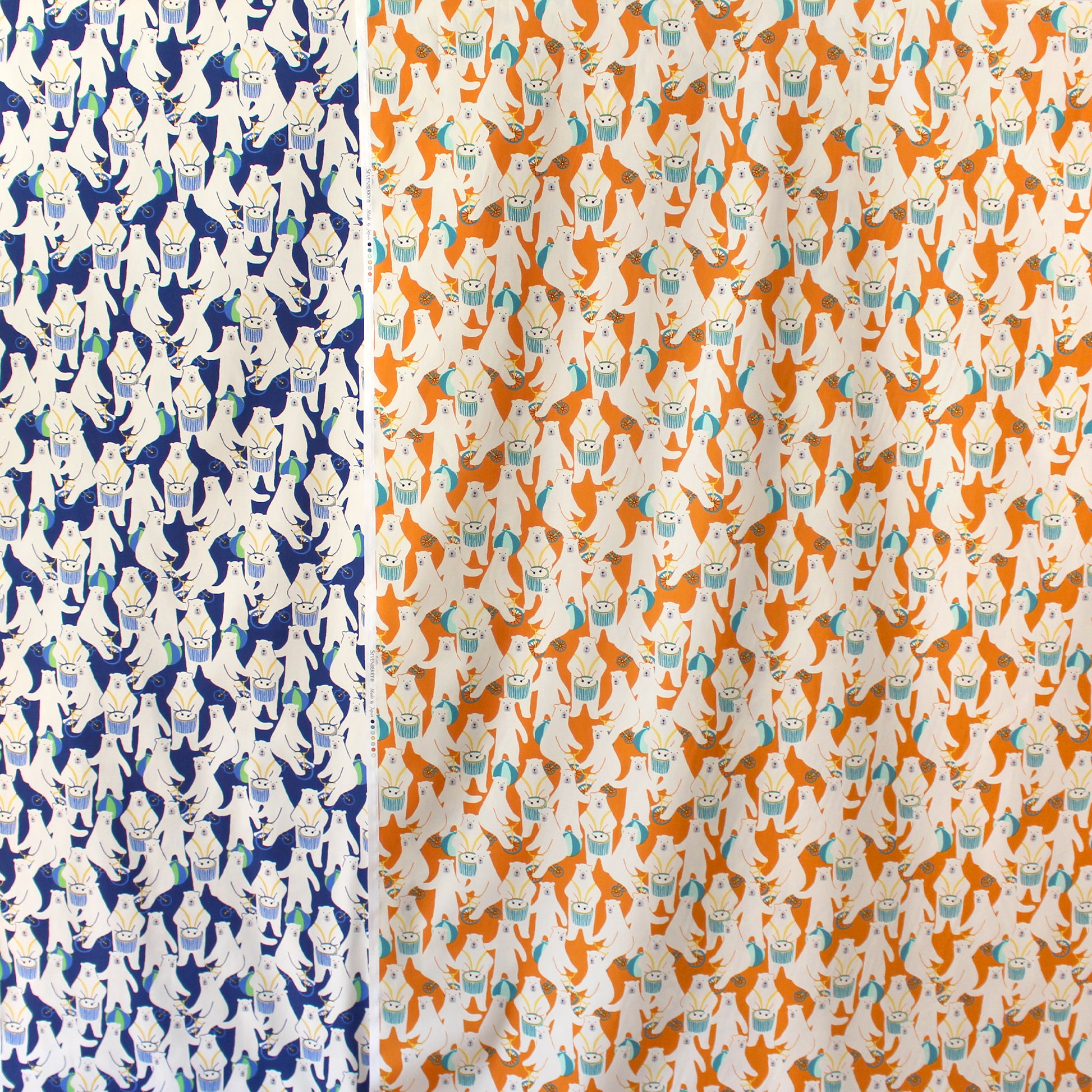 Japanese Sevenberry 'polar musings' mid-weight woven - orange/teal