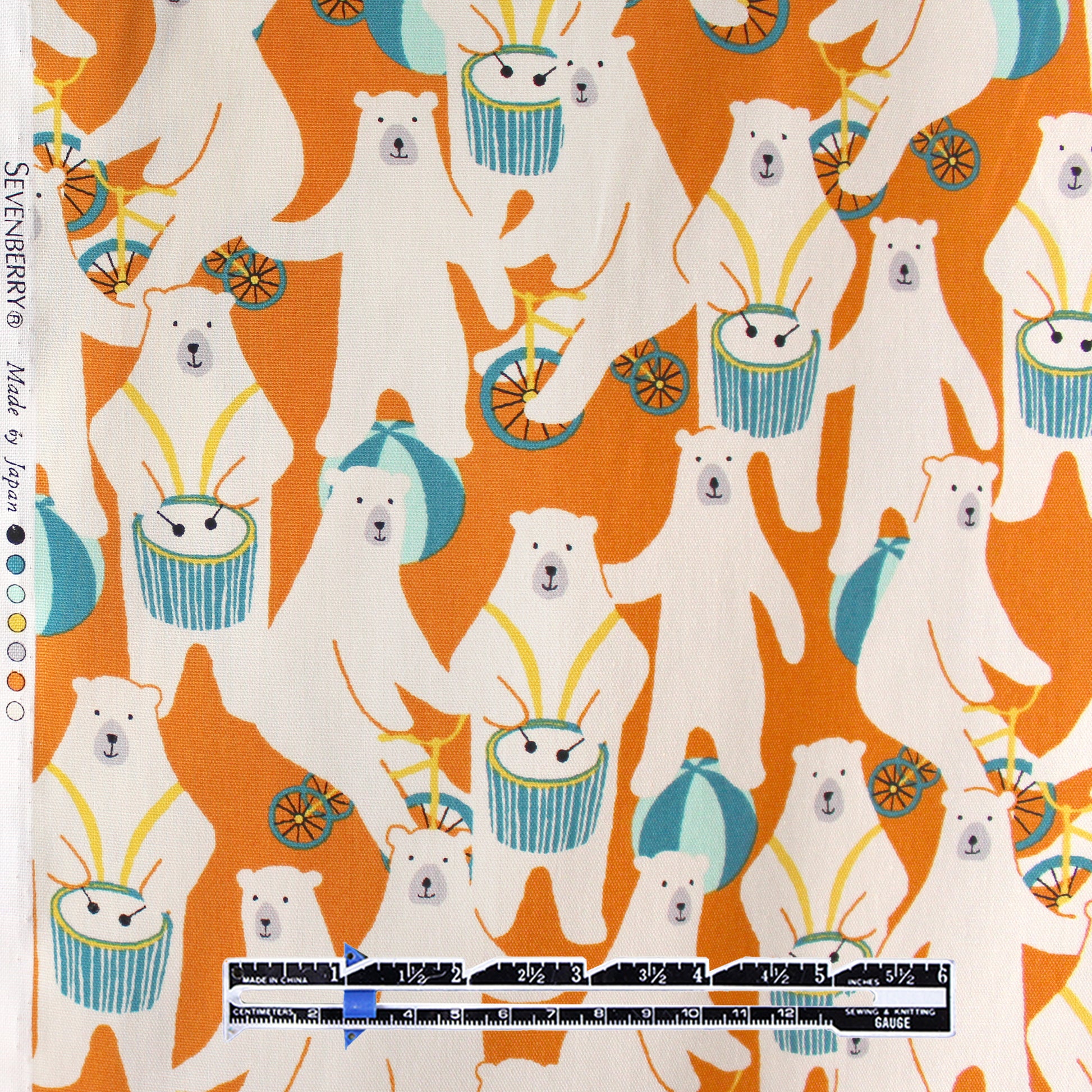 Japanese Sevenberry 'polar musings' mid-weight woven - orange/teal