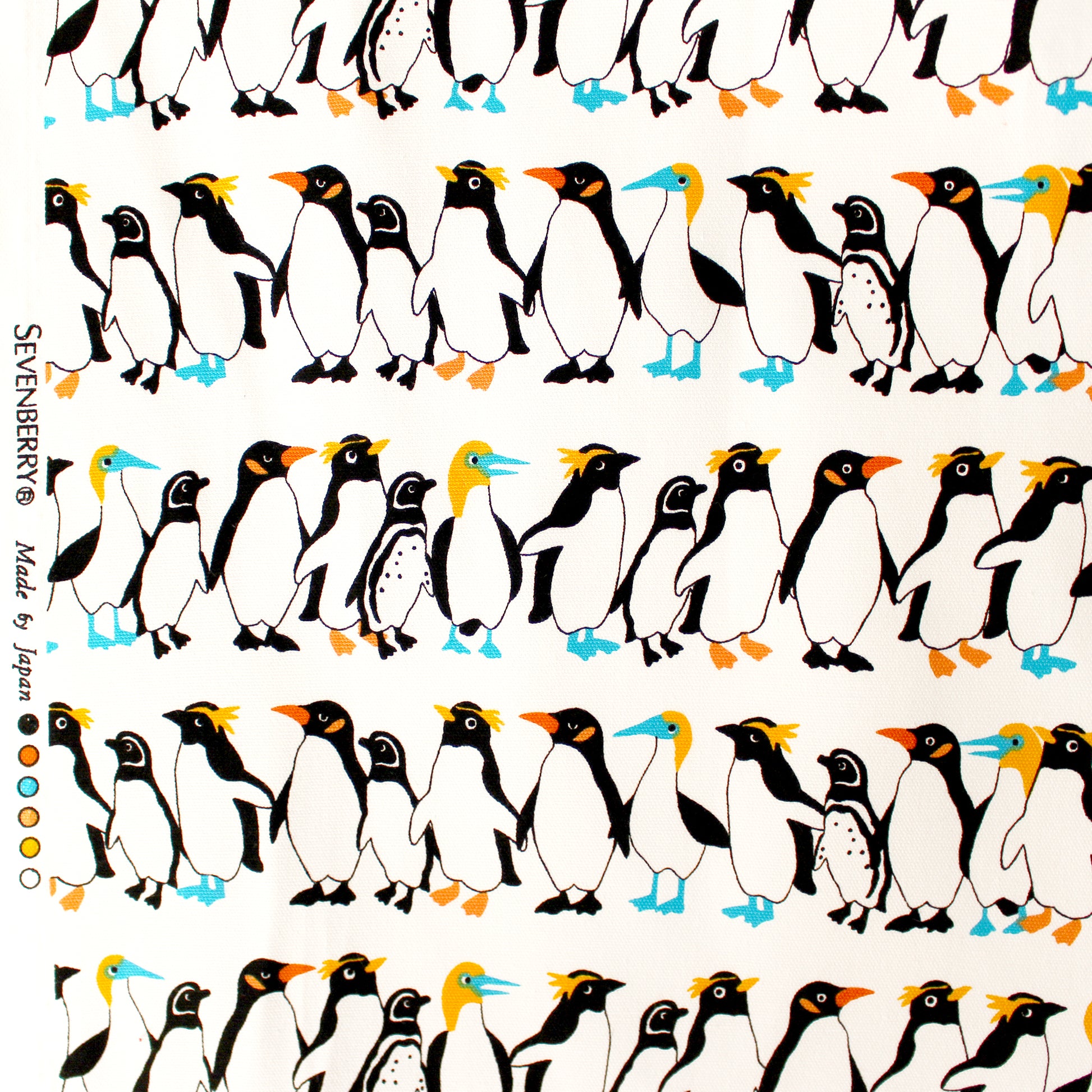 Japanese Sevenberry 'penguin party' mid-weight woven