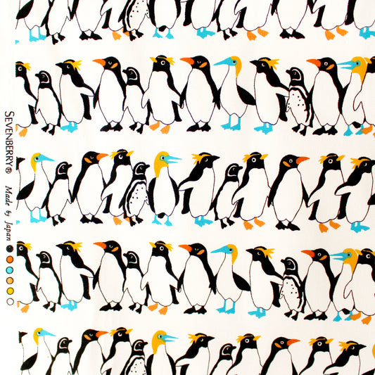 Japanese Sevenberry 'penguin party' mid-weight woven