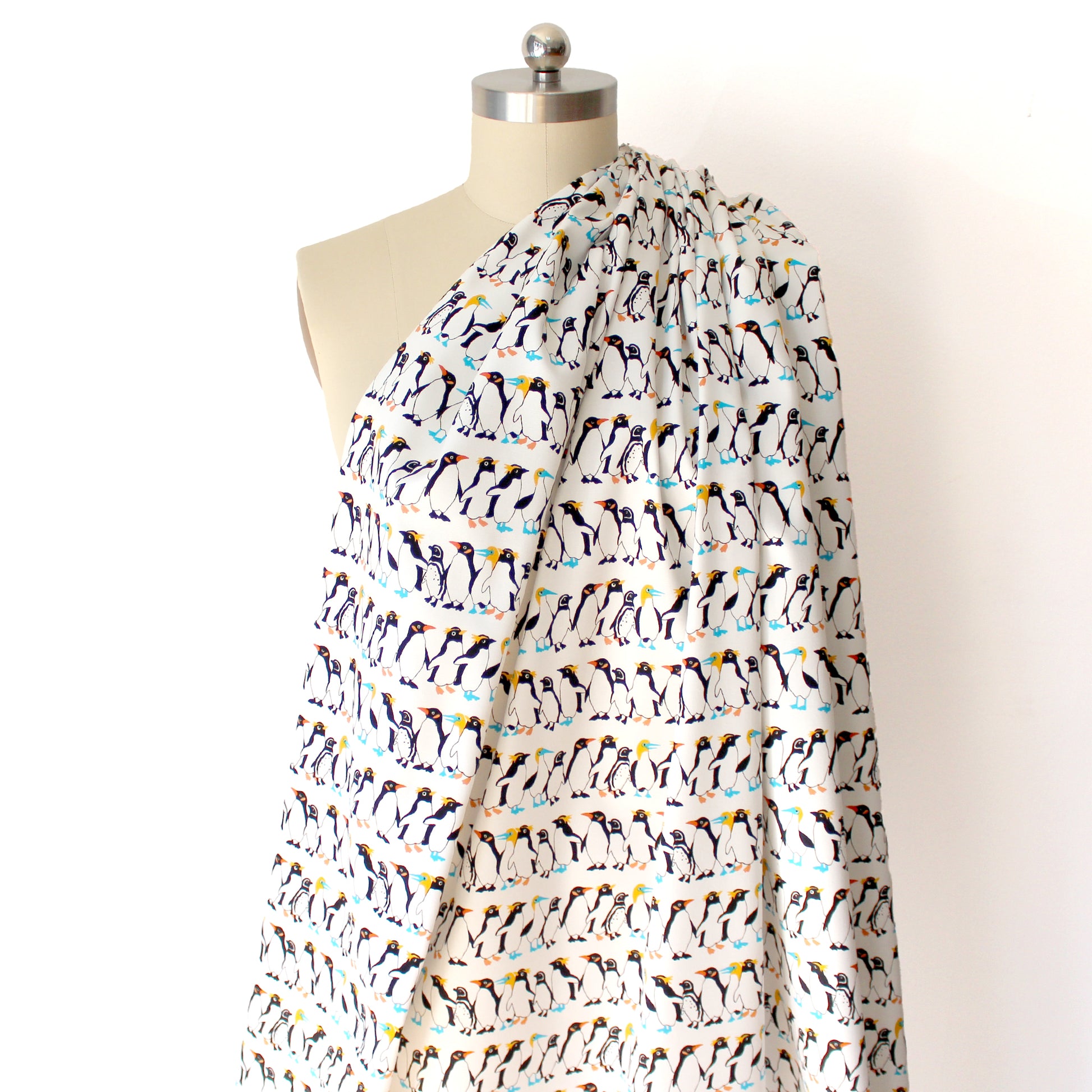Japanese Sevenberry 'penguin party' mid-weight woven