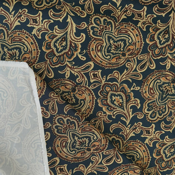 Japanese paisley cotton twill shirting - deep teal