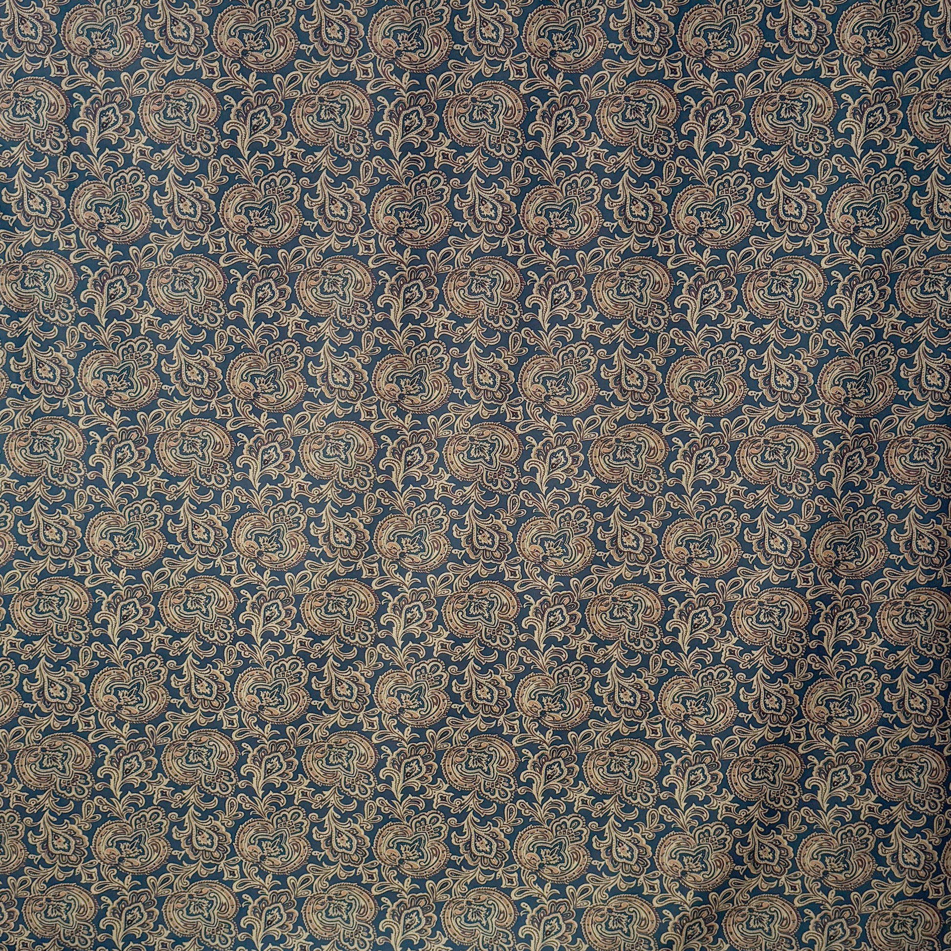 Japanese paisley cotton twill shirting - deep teal