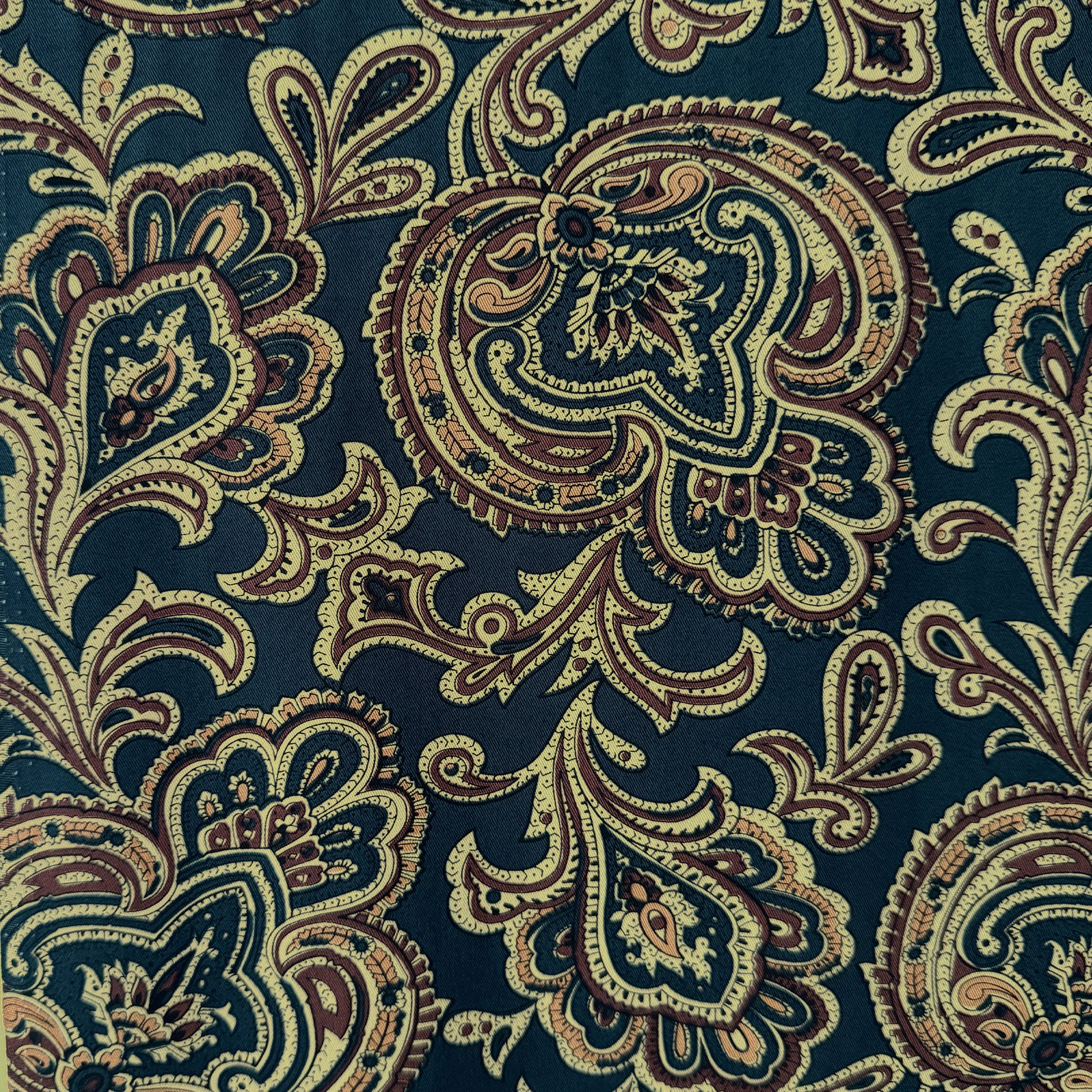 Japanese paisley cotton twill shirting - deep teal