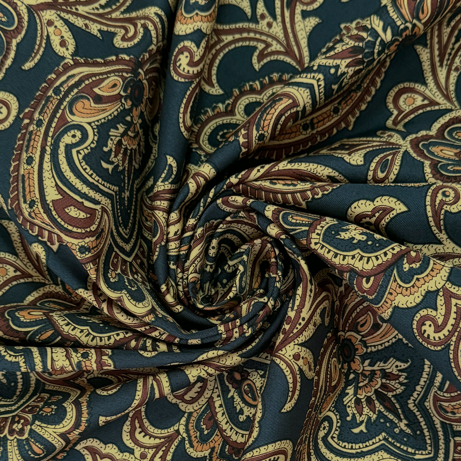 Japanese paisley cotton twill shirting - deep teal
