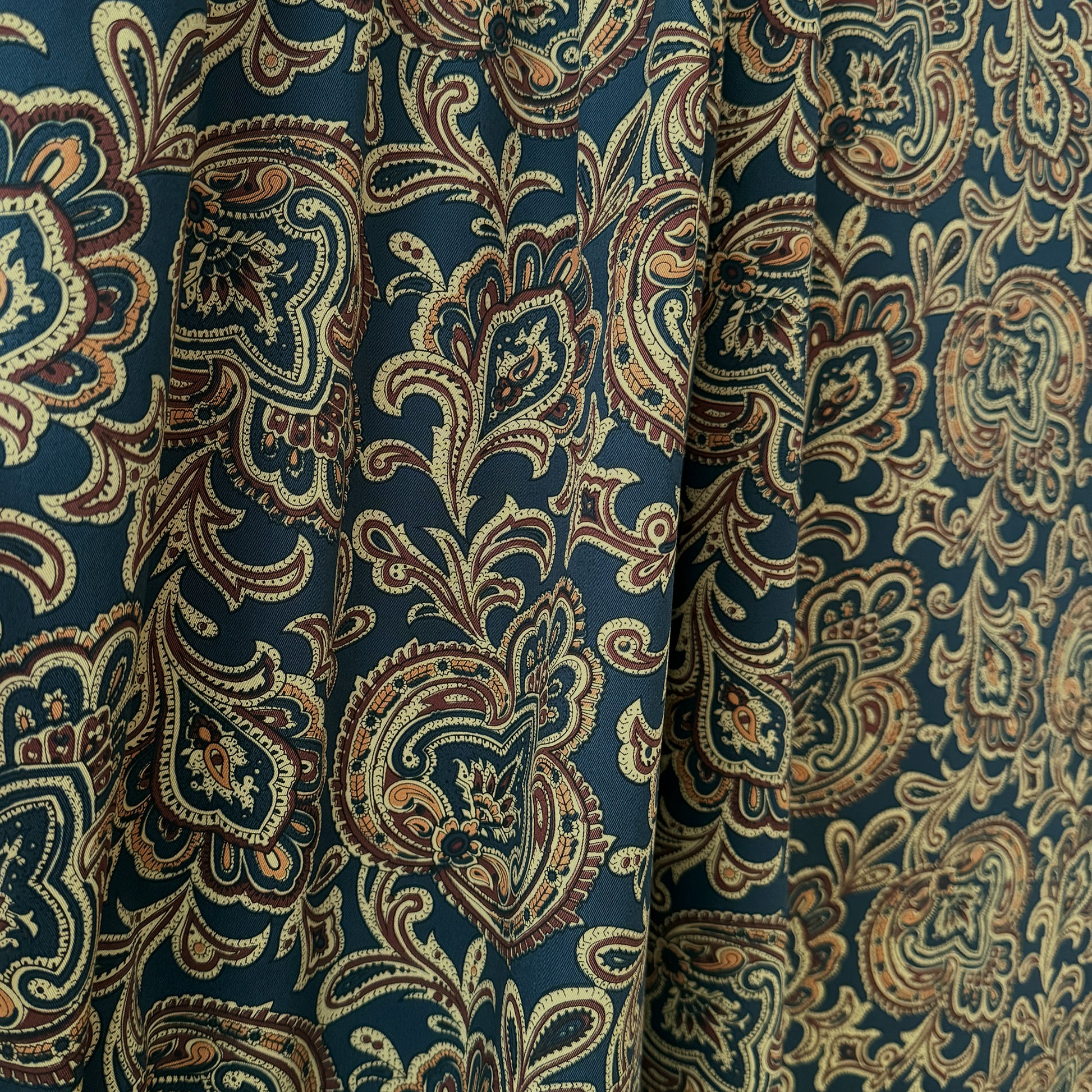 Japanese paisley cotton twill shirting - deep teal