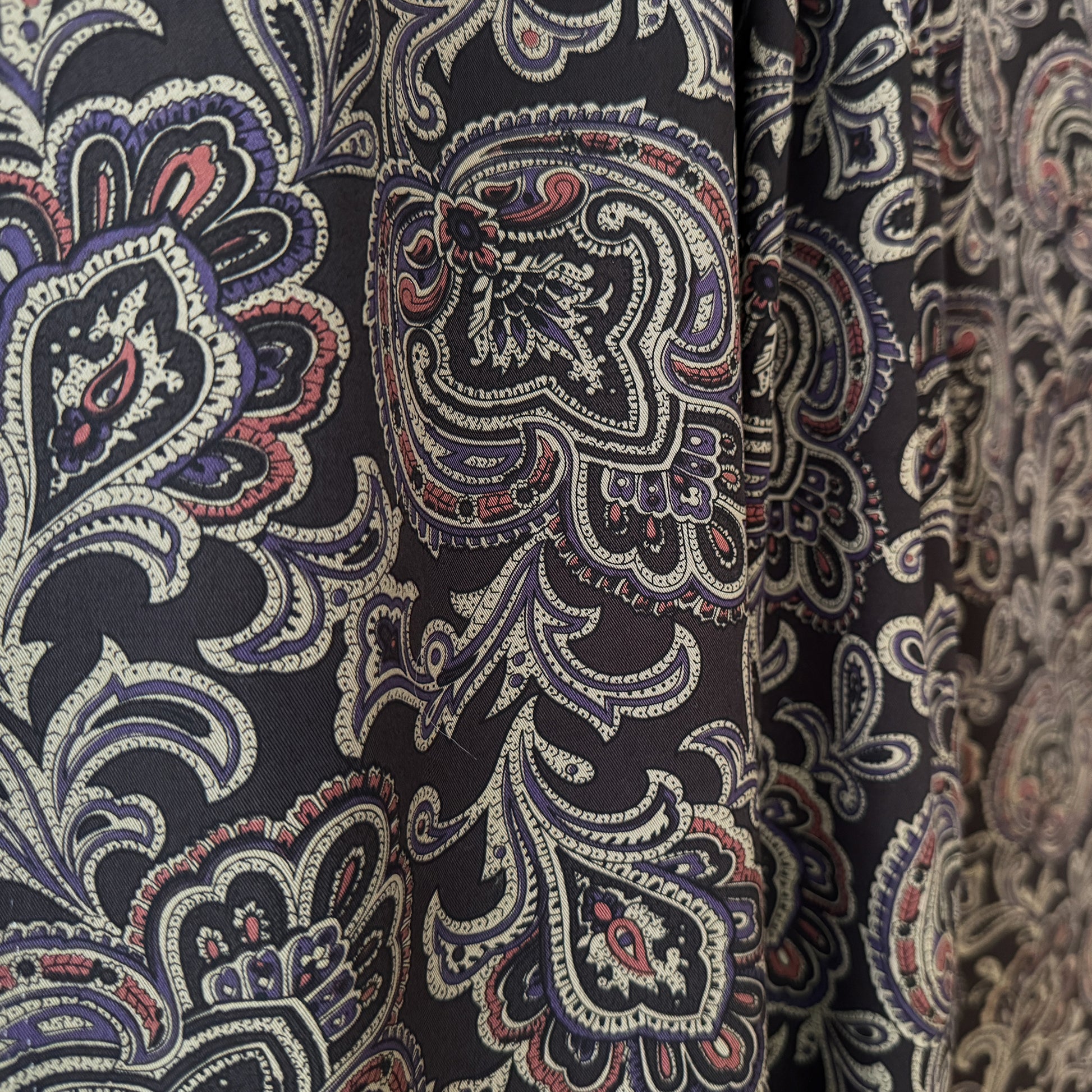 Japanese paisley mid-weight cotton twill - warm charcoal