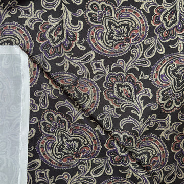 Japanese paisley mid-weight cotton twill - warm charcoal