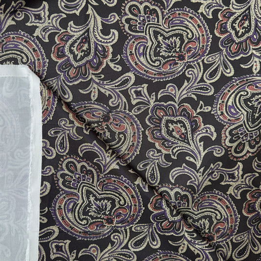 Japanese paisley mid-weight cotton twill - warm charcoal