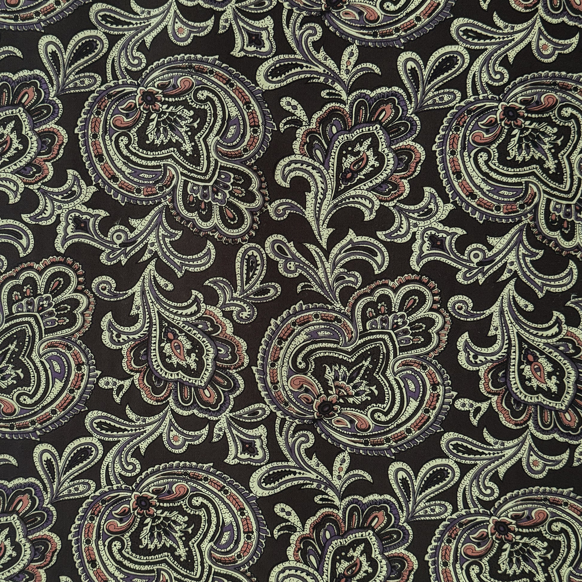 Japanese paisley mid-weight cotton twill - warm charcoal