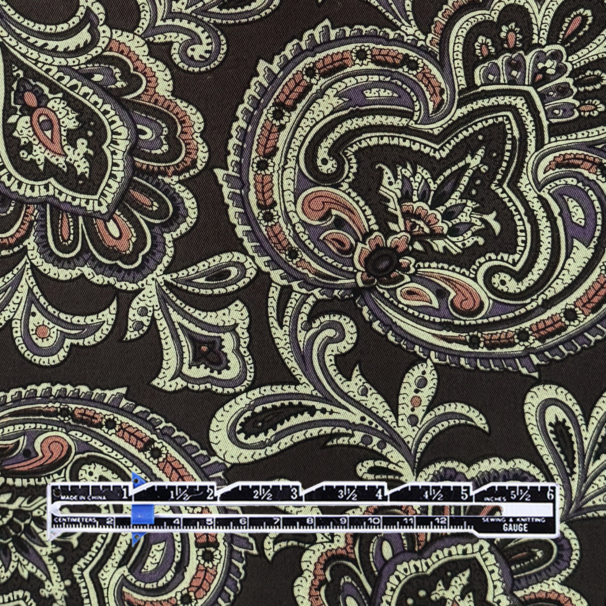 Japanese paisley mid-weight cotton twill - warm charcoal