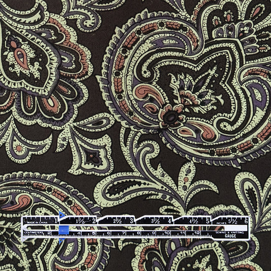 Japanese paisley mid-weight cotton twill - warm charcoal