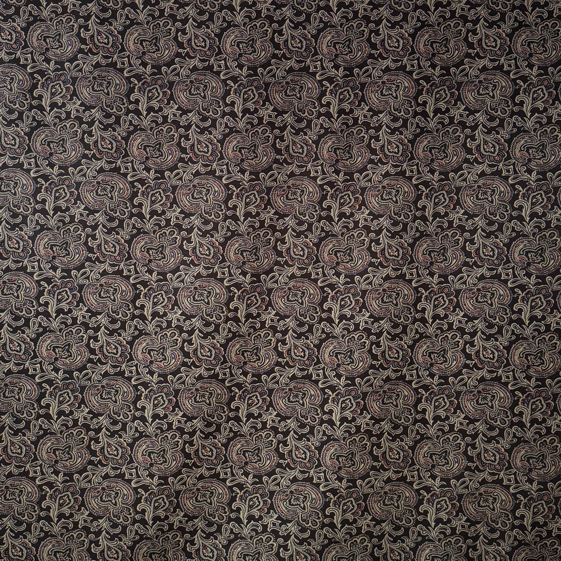 Japanese paisley mid-weight cotton twill - warm charcoal