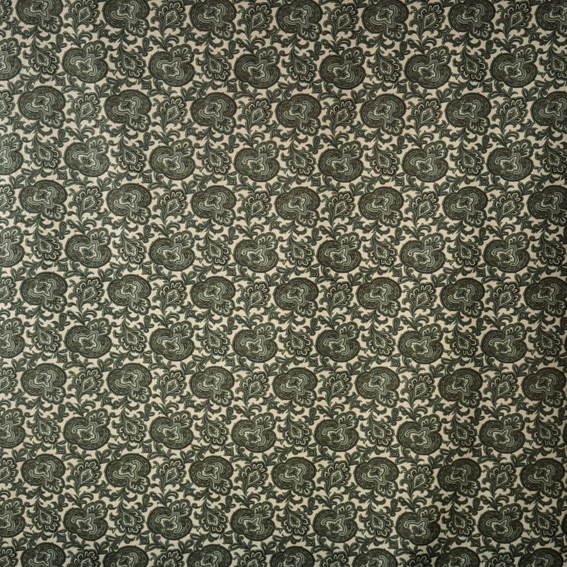 Japanese paisley cotton twill shirting - basil/taupe