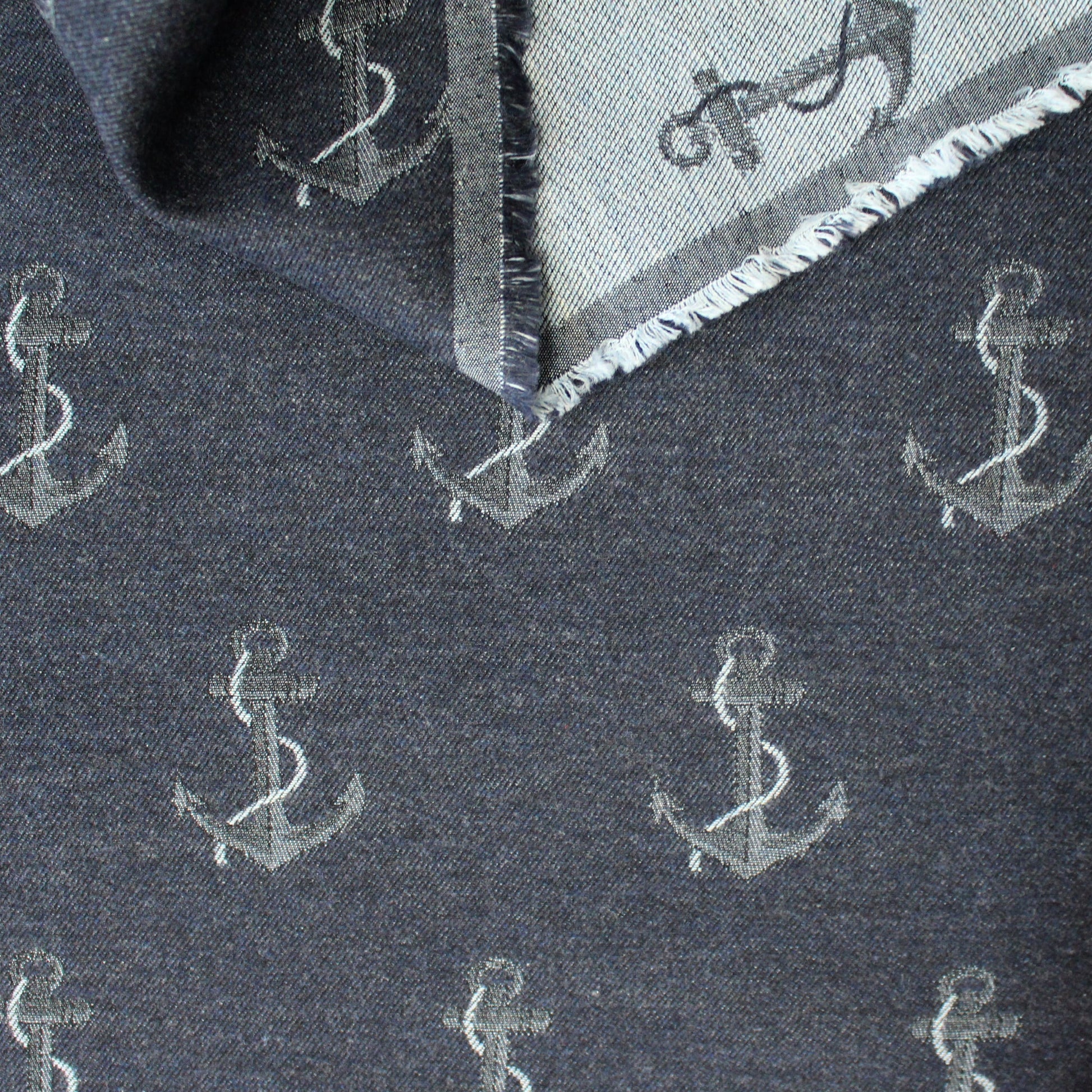 Italian 'anchors up' drapey cotton jacquard twill