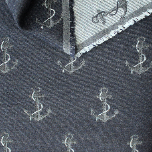 Italian 'anchors up' drapey cotton jacquard twill