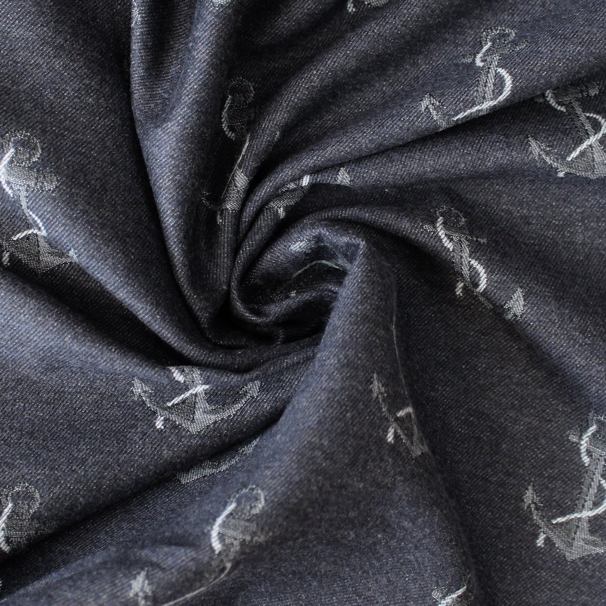 Italian 'anchors up' drapey cotton jacquard twill