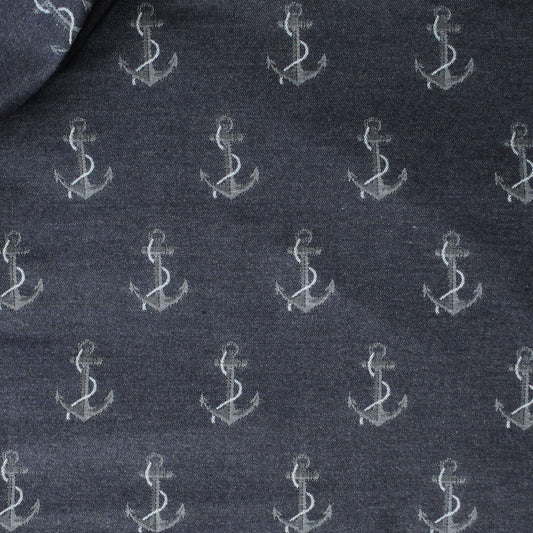 Italian 'anchors up' drapey cotton jacquard twill