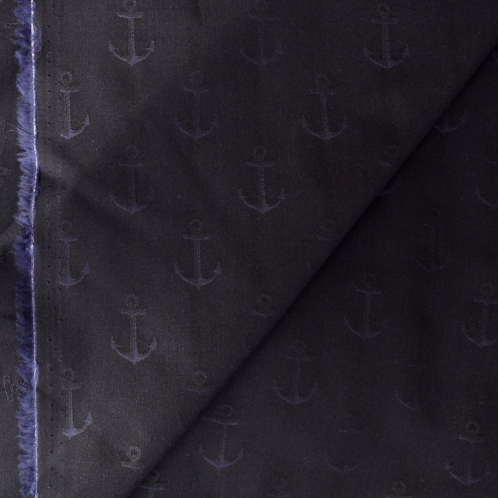 French 'navy anchors' cotton jacquard shirting