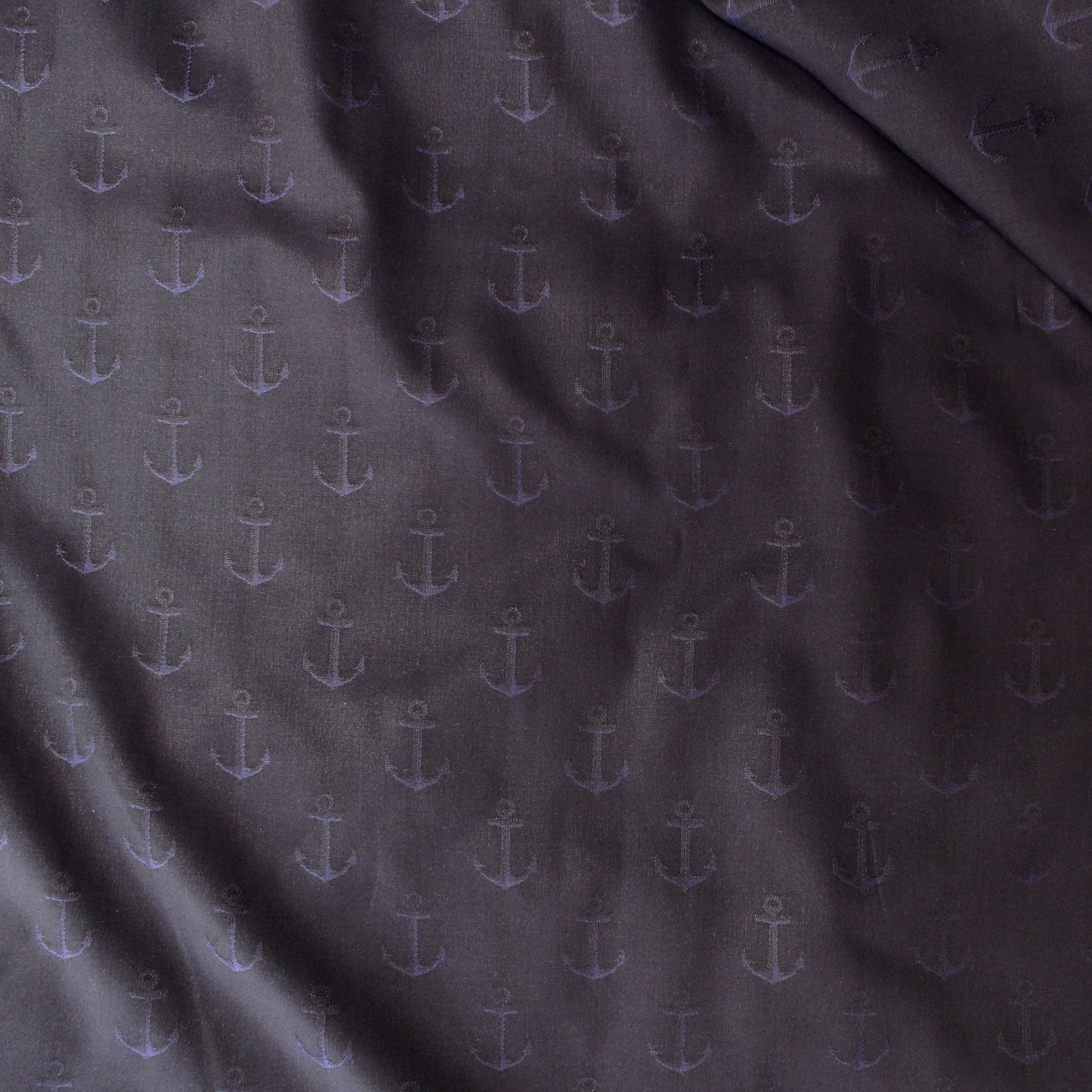 French 'navy anchors' cotton jacquard shirting