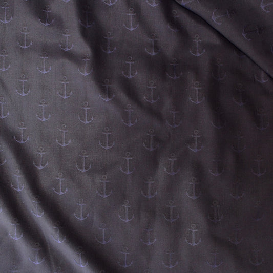 French 'navy anchors' cotton jacquard shirting