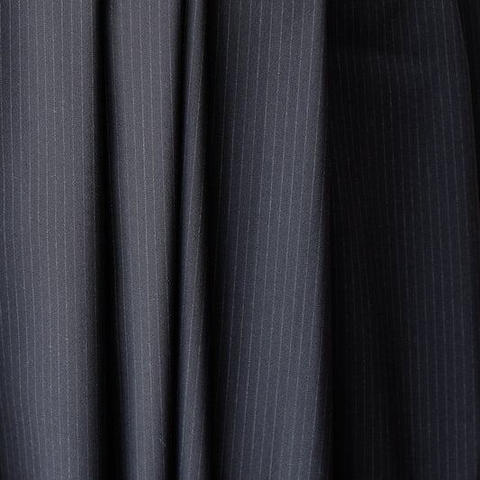 Italian luxury 'coat of arms' pinstripe stretch wool suiting